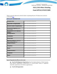 Men&#039;s Healing Fund Application Form - Northwest Territories, Canada