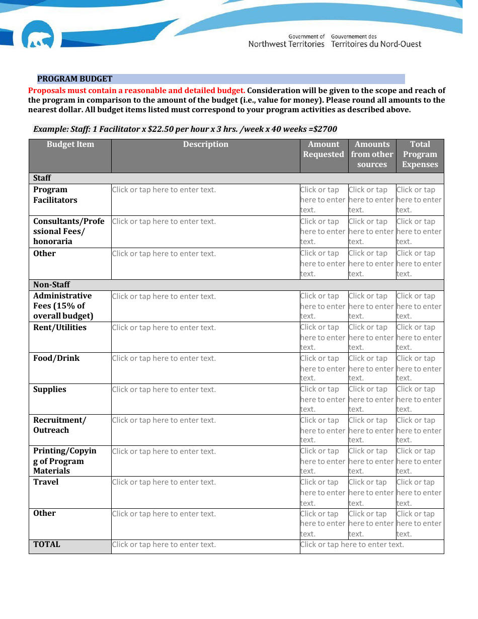 Mens Healing Fund Application Form - Northwest Territories, Canada, Page 5