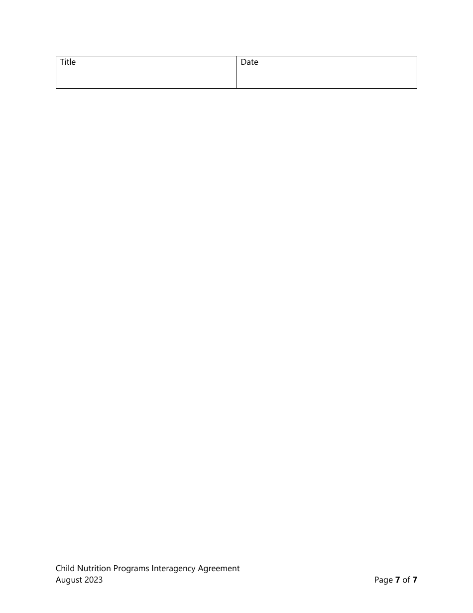 Interagency Agreement for Sponsors of Usda Child Nutrition Programs - Washington, Page 7