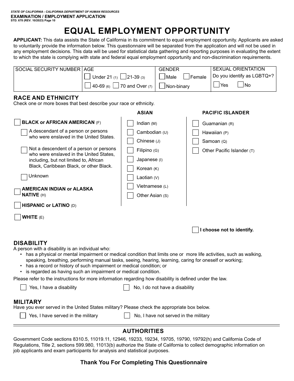 Form STD 678 Download Fillable PDF Or Fill Online State Of California   Page 10 Thumb 950 