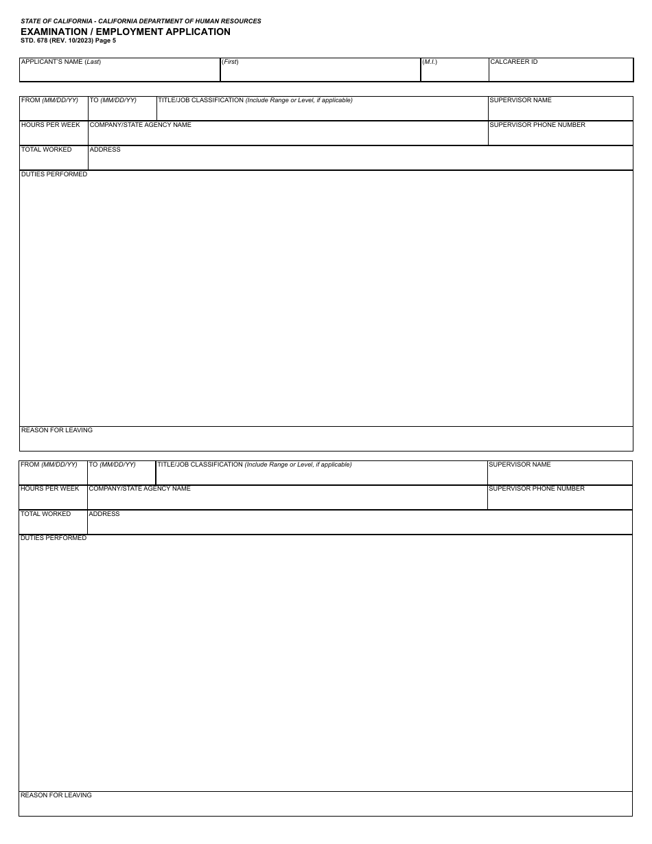 Form STD.678 State of California Application - California, Page 5