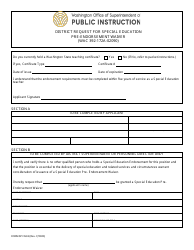 Form SPI1533 District Request for Special Education Pre-endorsement Waiver - Washington, Page 3