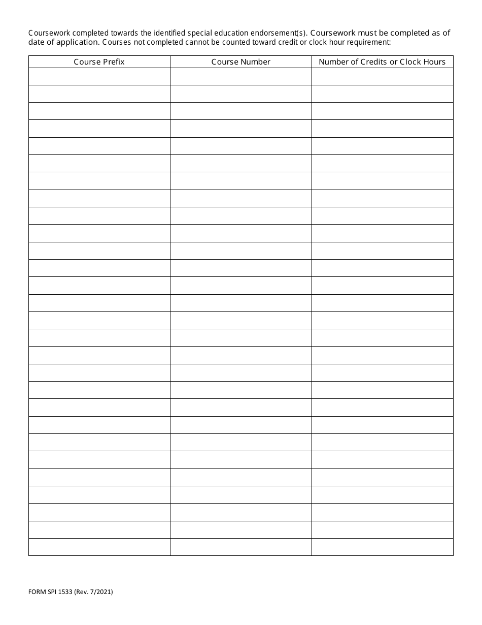 Form SPI1533 District Request for Special Education Pre-endorsement Waiver - Washington, Page 5