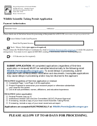 Wildlife Scientific Taking Permit Application - Birds, Mammals, Amphibians and Reptiles - Oregon, Page 2