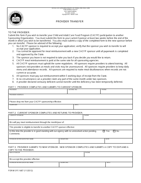 Form SPI1687  Printable Pdf