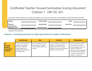 Document preview: Certificated Teacher Focused Summative Scoring Document Criterion 1: Uw Cel 5d+ - Washington