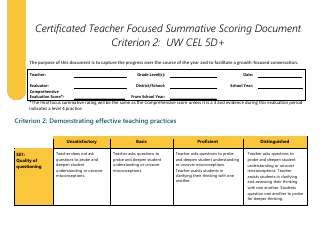 Document preview: Certificated Teacher Focused Summative Scoring Document Criterion 2: Uw Cel 5d+ - Washington