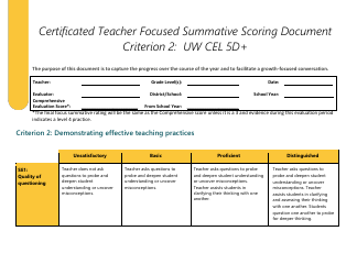 Certificated Teacher Focused Summative Scoring Document Criterion 2: Uw Cel 5d+ - Washington