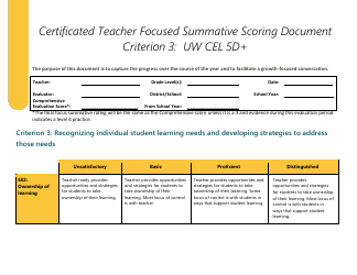 Certificated Teacher Focused Summative Scoring Document Criterion 3: Uw Cel 5d+ - Washington