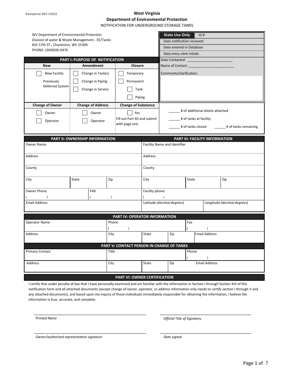 Notification for Underground Storage Tanks - West Virginia, Page 3