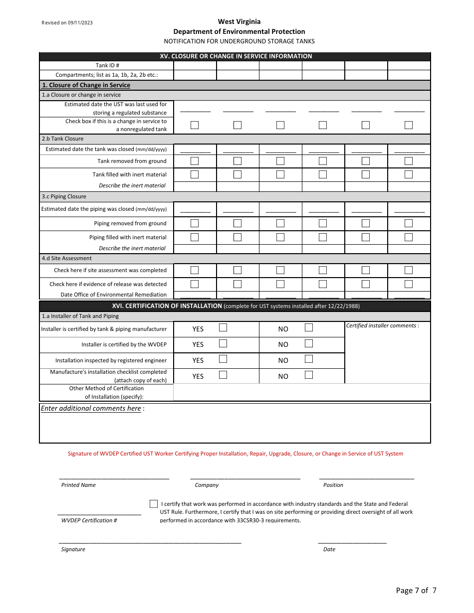 Notification for Underground Storage Tanks - West Virginia, Page 9