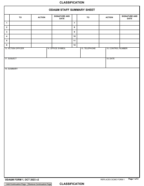 ODA&M Form 1 Oda&m Staff Summary Sheet