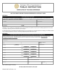 Document preview: Form SPI/CERT4075H Verification of Teaching Experience - Washington