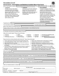 Document preview: Secondary Level Harassment, Intimidation and Bullying Incident Reporting Form - Bellevue School District - Washington