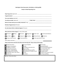 Document preview: Harassment, Intimidation or Bullying (Hib) Sample Incident Reporting Form - Washington