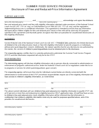 Document preview: Disclosure of Free and Reduced-Price Information Agreement - Summer Food Service Program - Washington