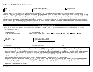 Form SFSP-4 Confidential Income Statement - Household Application for Free and Reduced-Price Meals - Washington, Page 2