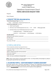 Document preview: Form SF-2 Salesforce Government Cloud Portal User Access Request Form - New Jersey