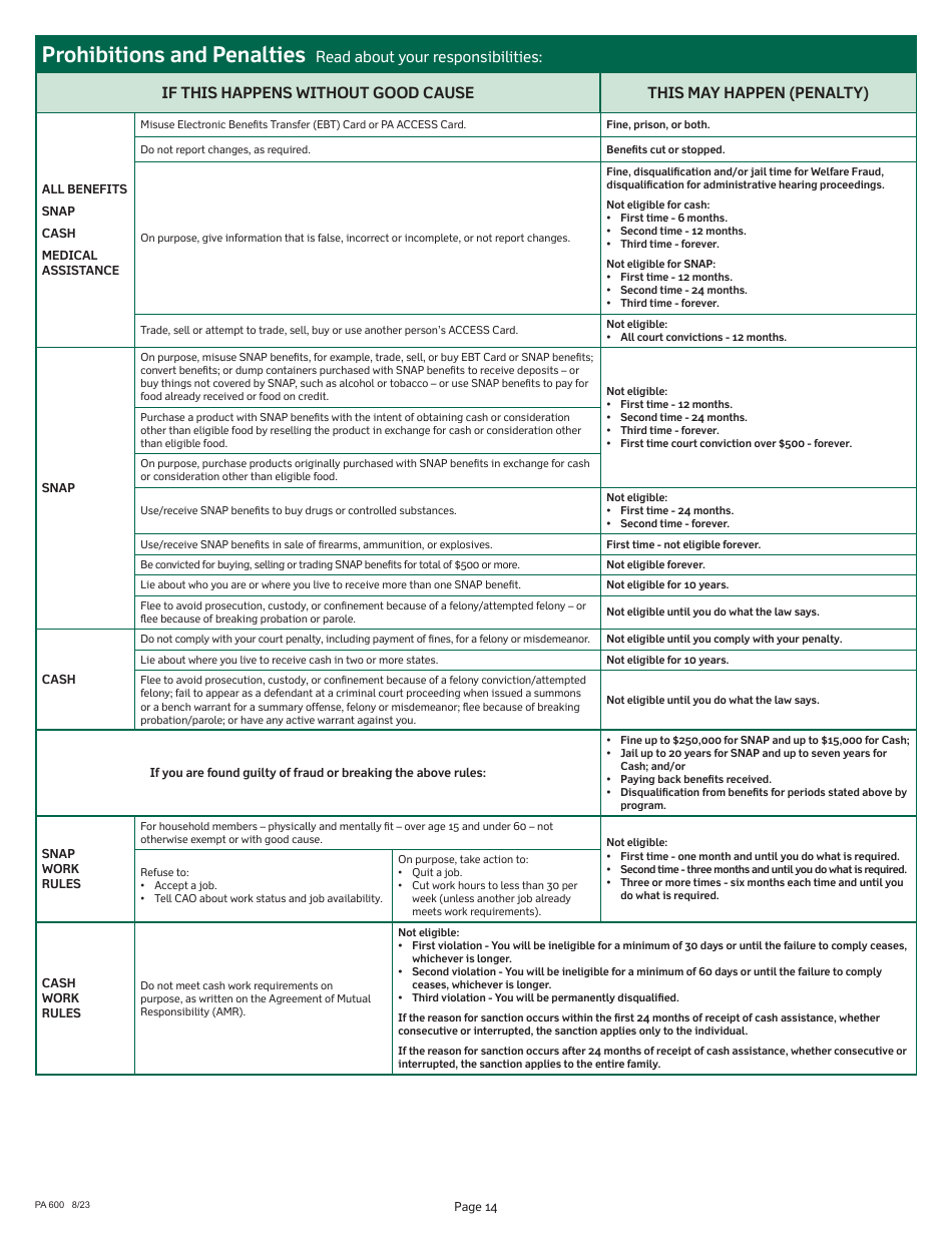 Form PA600 Pennsylvania Application for Benefits - Pennsylvania, Page 18