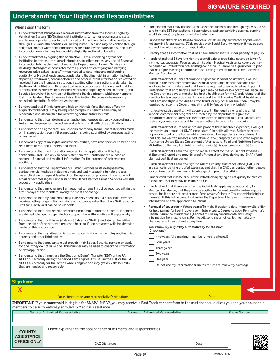 Form PA600 Pennsylvania Application for Benefits - Pennsylvania, Page 19