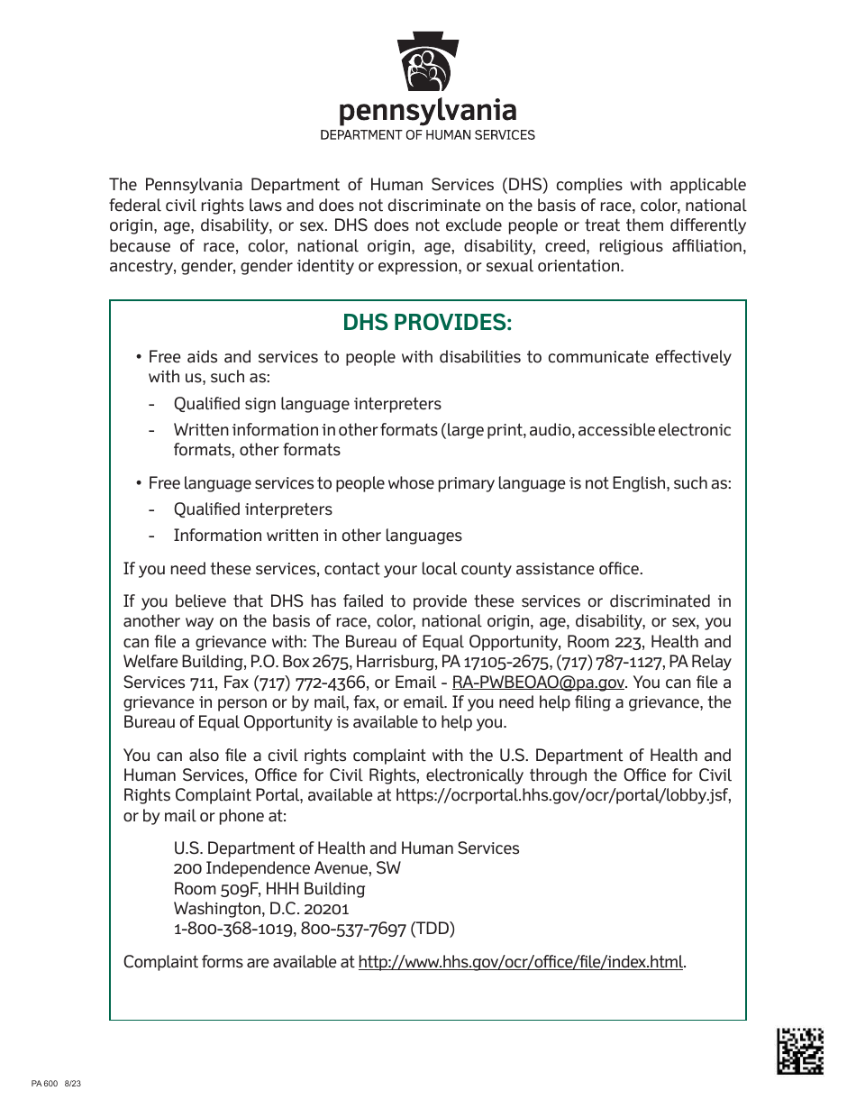 Form PA600 Pennsylvania Application for Benefits - Pennsylvania, Page 20