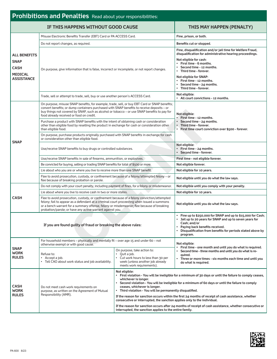 Form PA600 Pennsylvania Application for Benefits - Pennsylvania, Page 26