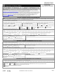Document preview: VA Form 21-22A Appointment of Individual as Claimant's Representative