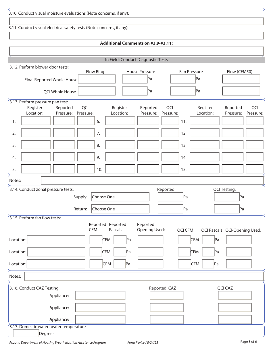 Quality Control Inspection (Qci) Checklist - Weatherization Assistance Program - Arizona, Page 3