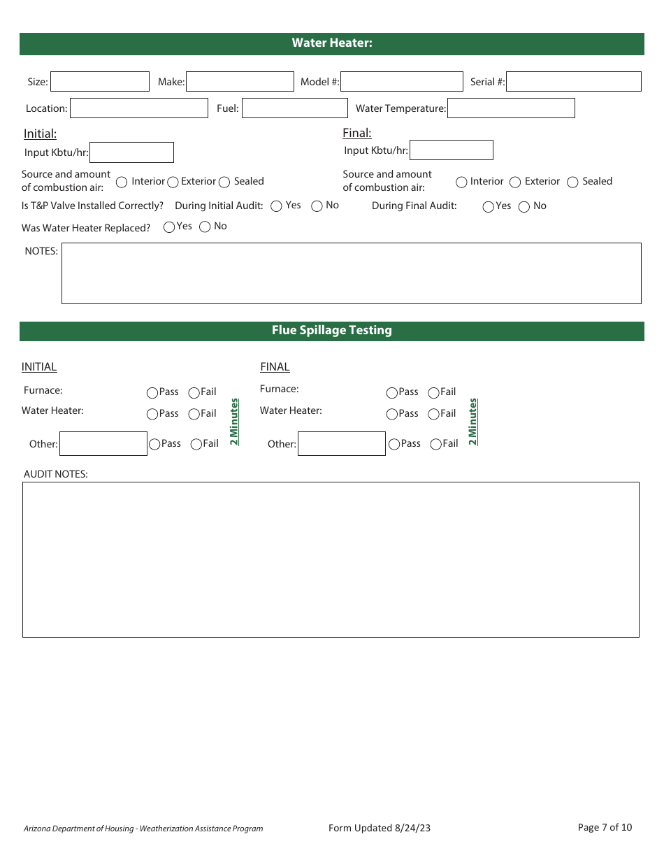 Residential Diagnostic Evaluation - Weatherization Assistance Program - Arizona, Page 7