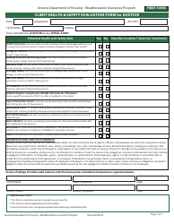 Document preview: Client Health & Safety Evaluation Form for Auditor - Weatherization Assistance Program - Arizona