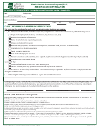 Document preview: Zero Income Certification - Weatherization Assistance Program - Arizona