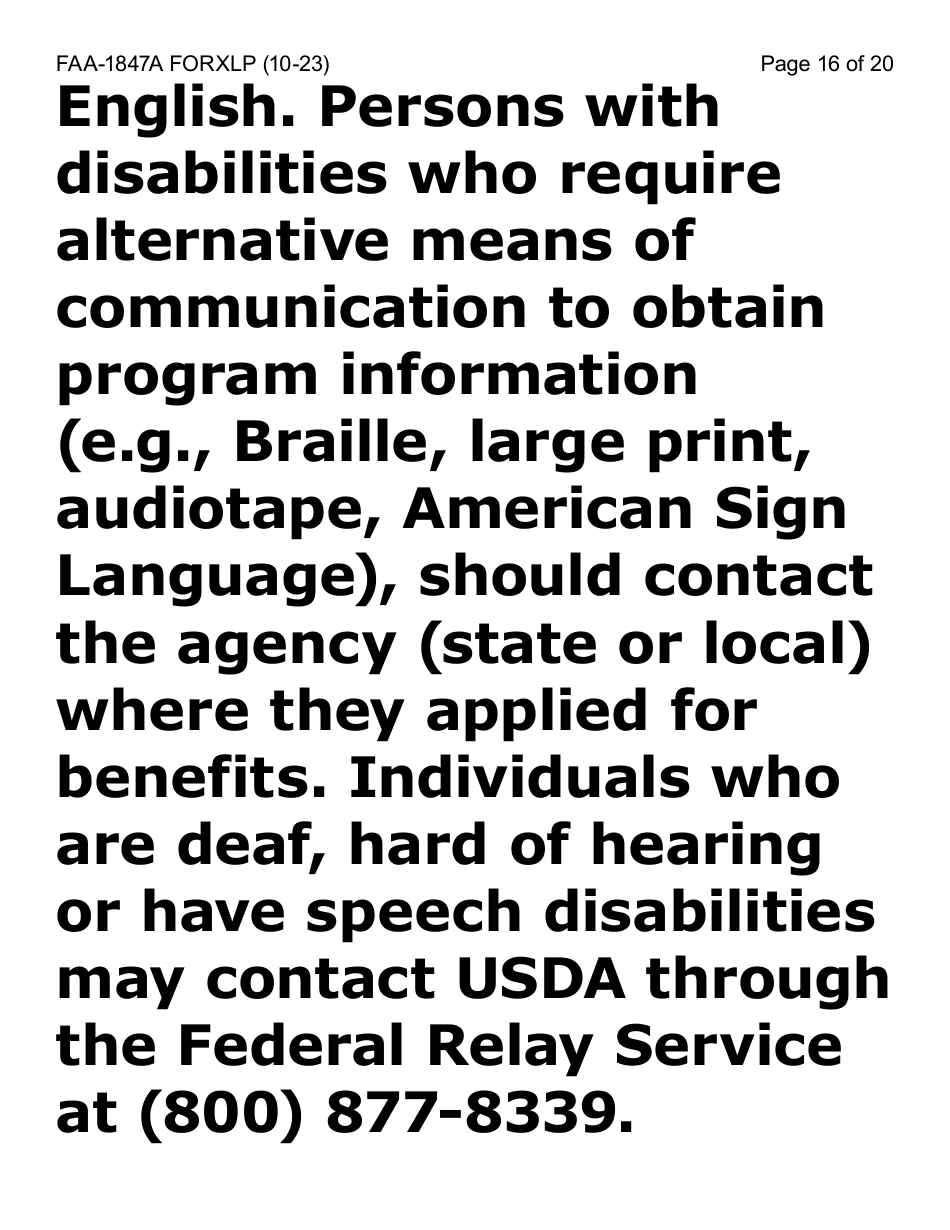 Form FAA-1847A-XLP Electronic Benefit Theft Replacement Request Form - Extra Large Print - Arizona, Page 16