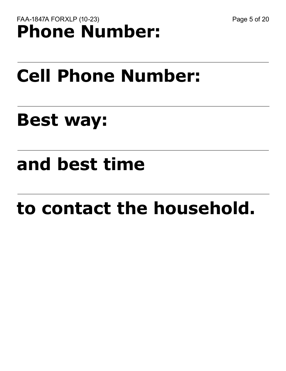 Form FAA-1847A-XLP Electronic Benefit Theft Replacement Request Form - Extra Large Print - Arizona, Page 5