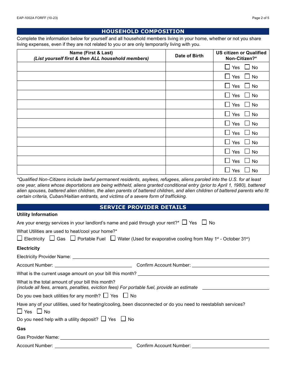 Form Eap 1002a Download Fillable Pdf Or Fill Online Liheap Application Arizona 2023 — 2024 6162