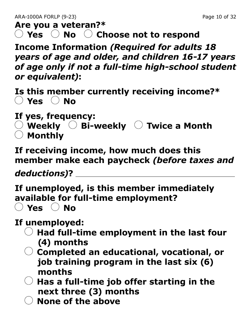 Form ARA-1000A-LP Arizona Rental Assistance Manual Application - Arizona Rental Assistance Program - Large Print - Arizona, Page 10