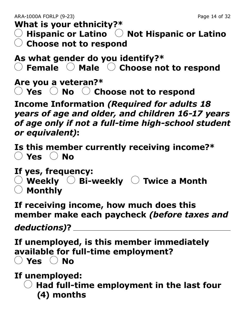 Form ARA-1000A-LP Arizona Rental Assistance Manual Application - Arizona Rental Assistance Program - Large Print - Arizona, Page 14
