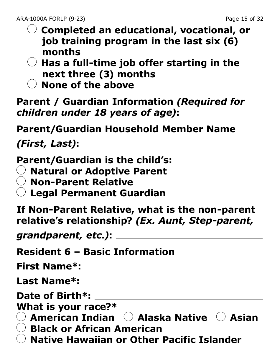 Form ARA-1000A-LP Arizona Rental Assistance Manual Application - Arizona Rental Assistance Program - Large Print - Arizona, Page 15