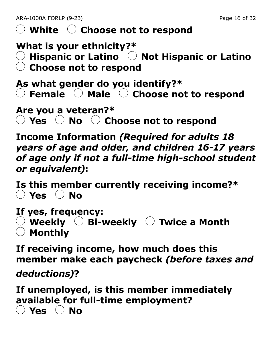 Form ARA-1000A-LP Arizona Rental Assistance Manual Application - Arizona Rental Assistance Program - Large Print - Arizona, Page 16