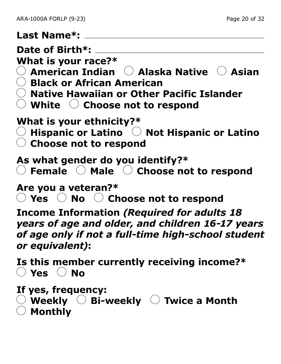 Form ARA-1000A-LP Arizona Rental Assistance Manual Application - Arizona Rental Assistance Program - Large Print - Arizona, Page 20