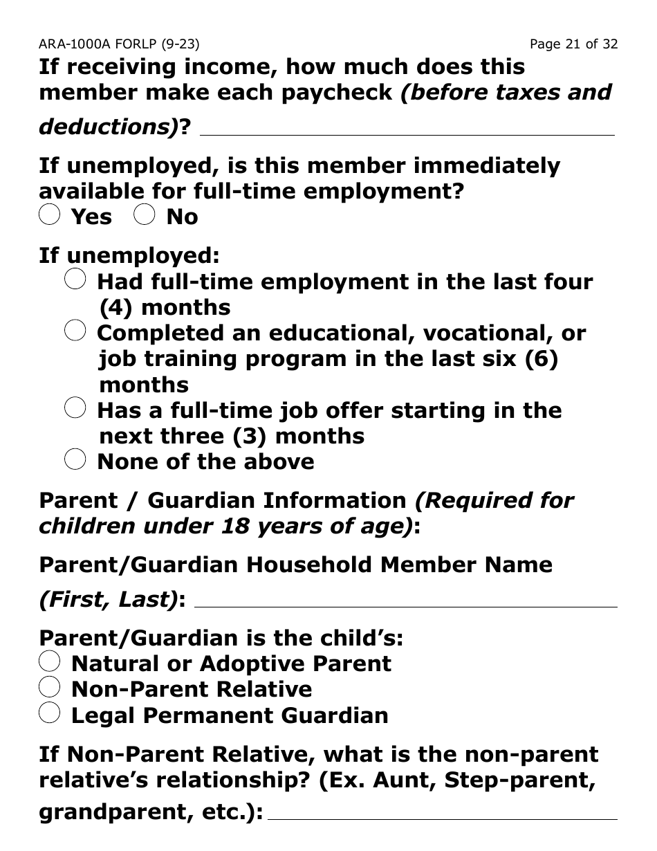 Form ARA-1000A-LP Arizona Rental Assistance Manual Application - Arizona Rental Assistance Program - Large Print - Arizona, Page 21