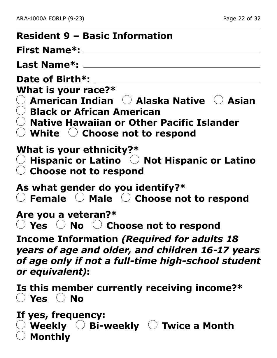 Form ARA-1000A-LP Arizona Rental Assistance Manual Application - Arizona Rental Assistance Program - Large Print - Arizona, Page 22