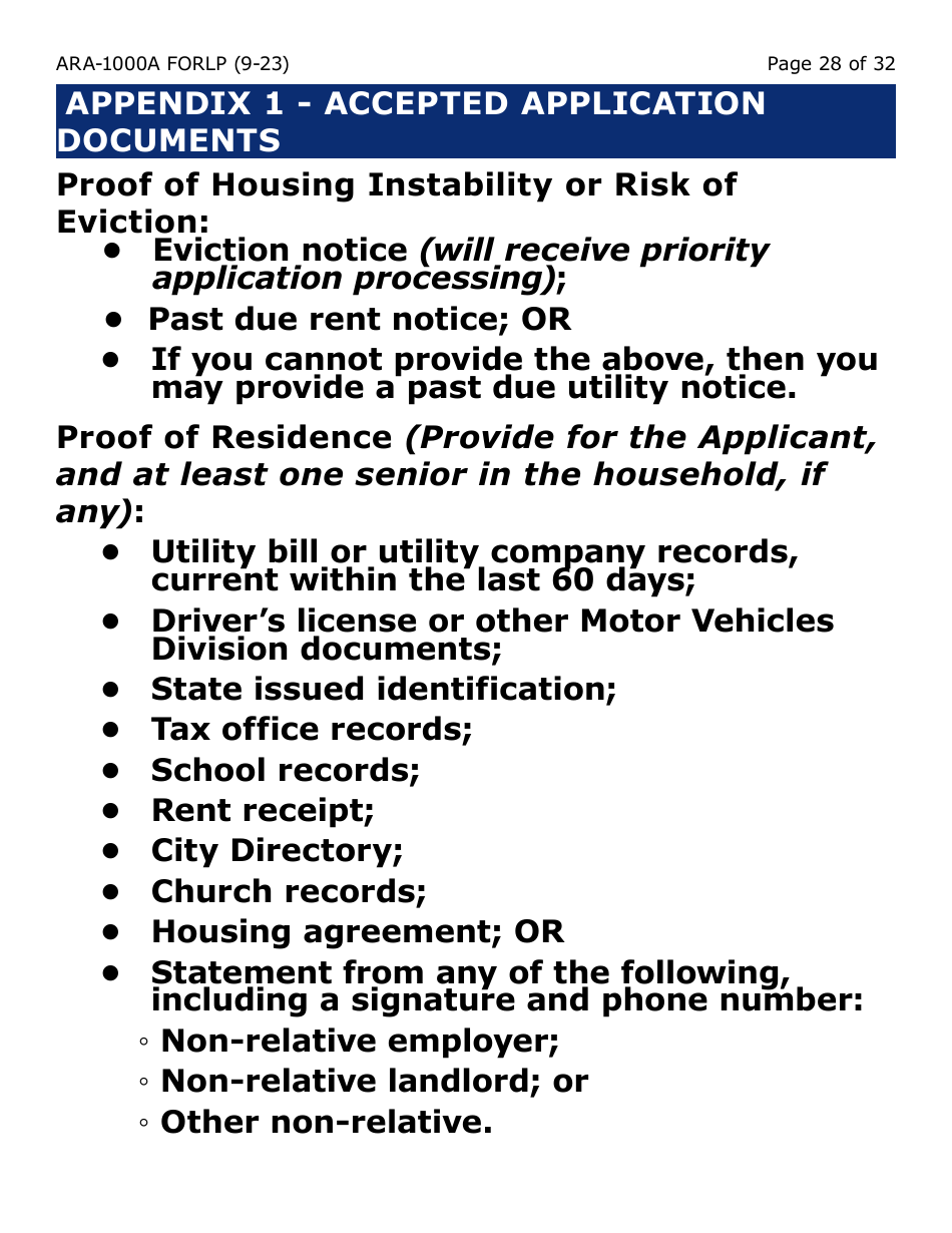 Form ARA-1000A-LP Arizona Rental Assistance Manual Application - Arizona Rental Assistance Program - Large Print - Arizona, Page 28