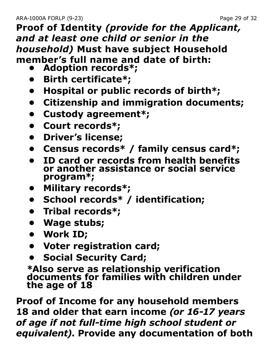 Form ARA-1000A-LP Arizona Rental Assistance Manual Application - Arizona Rental Assistance Program - Large Print - Arizona, Page 29