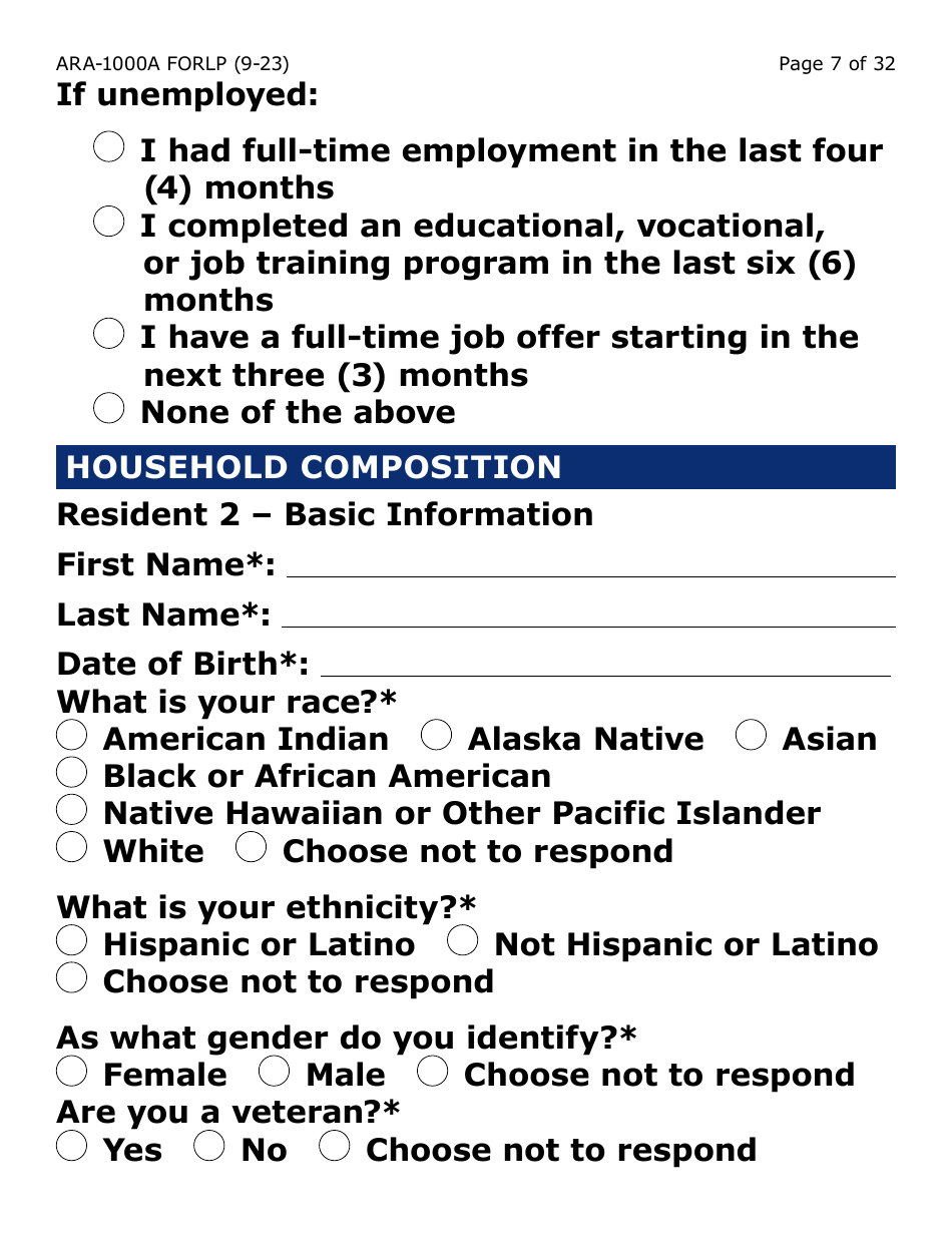 Form ARA-1000A-LP Arizona Rental Assistance Manual Application - Arizona Rental Assistance Program - Large Print - Arizona, Page 7