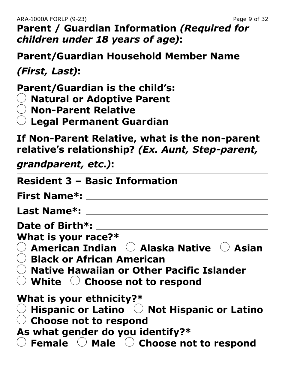 Form ARA-1000A-LP Arizona Rental Assistance Manual Application - Arizona Rental Assistance Program - Large Print - Arizona, Page 9