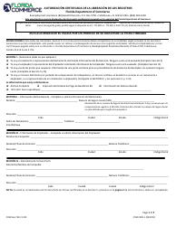 Document preview: Formulario COM CARR-1 Autorizacion Certificada De La Liberacion De Los Registros - Florida (Spanish)