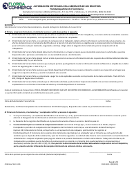 Formulario COM CARR-1 Autorizacion Certificada De La Liberacion De Los Registros - Florida (Spanish), Page 2