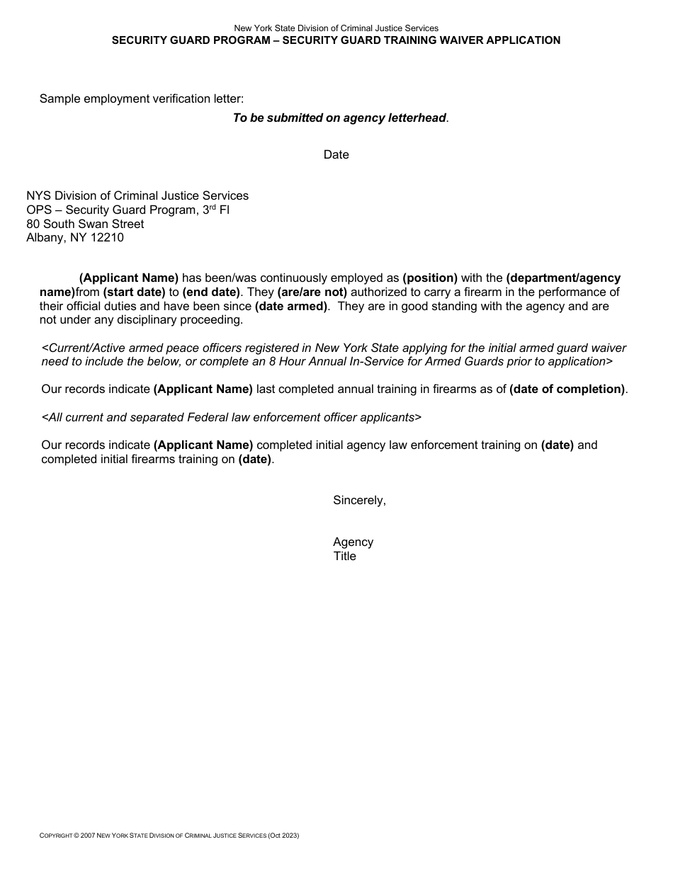 Security Guard Training Waiver Application - Security Guard Program - New York, Page 4