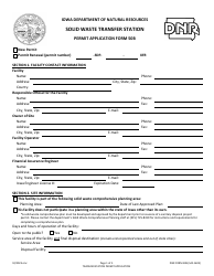 Document preview: DNR Form 50B (542-1603) Solid Waste Transfer Station Permit Application - Iowa