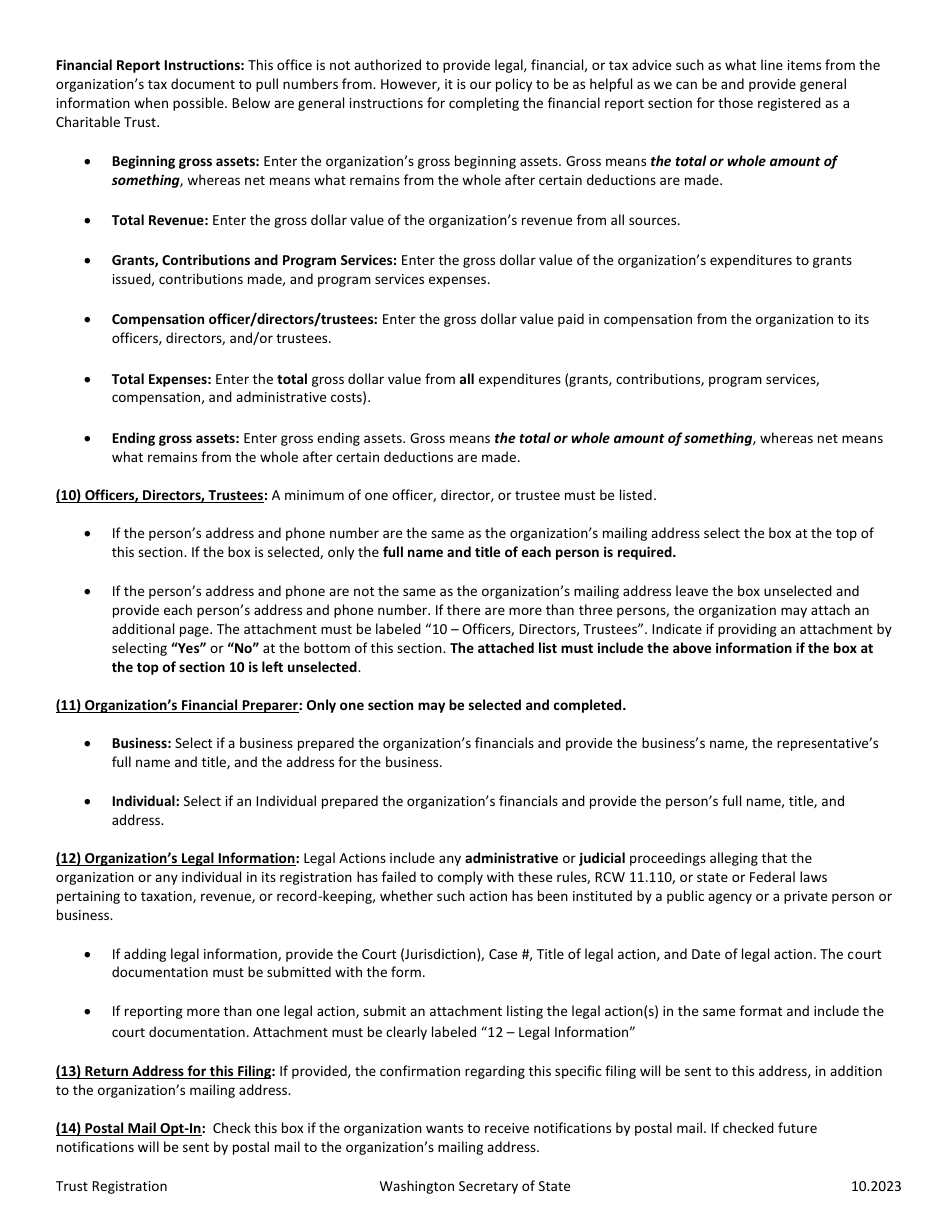 Charitable Trust Initial Registration - Washington, Page 3